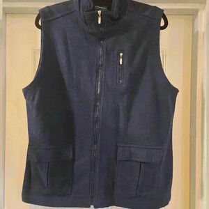 Catalina Cotton Full Zip Up Vest Navy Blue Womens Size Large